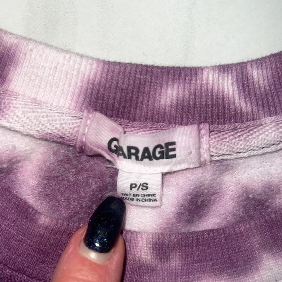 Garage Crew Neck Oversized Gray, Purple and White Tie Dye Sweatshirt Size S - Picture 3 of 5